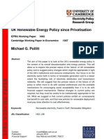 UK Renewable Energy Policy Since Privatisation: EPRG Working Paper 1002 Cambridge Working Paper in Economics 1007