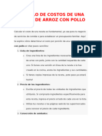 Calculo de Costos de Una Receta de Arroz Con Pollo