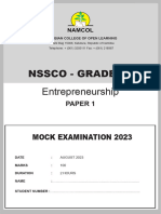 NSSCO Entreneurship Paper 1 Mock 2023