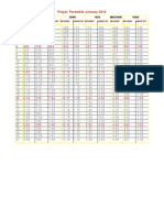 January 2012 Salah Timetable