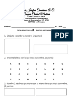 Examen de Español Primero de Primaria (1ertrimestre)