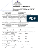 Math 9 Summative Test 2nd Quarter