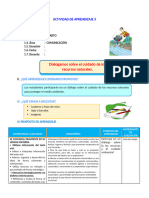 D1 A1 SESION COM. Dialogamos Sobre El Cuidado de Los Recursos Naturales.