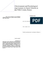 School Social Environment and Psychological Wellbeing Among Learners in Junior Schools in Tharaka Nithi County, Kenya