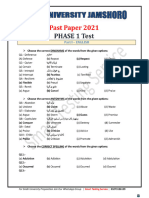 2021 Phase 1 Sindh University Past Paper