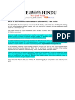 The Hindu - Oct 13, 2008 - IPOs of 2007 Witness Value Erosion of Over USD 3 BN So Far