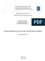 Relatório 1 - Síntese, Cristalização e Recristalização Do Ácido Acetilsalicílico (Aspirina)