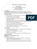 Sample Information Technology Lecturer Resume