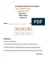 Term 2 - Math Exam Class 6 24