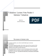 Valuation: Lecture Note Packet 1 Intrinsic Valuation: B40.3331 Aswath Damodaran