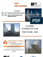 Course Schedule For THE YEAR - 2012: Api - TPCP Certified Courses