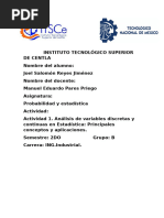 Actividad 1. Variables Discretas y Continuas