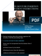 Complete Denture Insertion and Patient Instructions