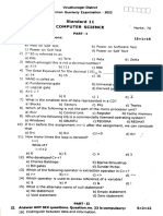 11th Computer Science EM Quarterly Exam 2023 Original Question Paper Virudhunagar District English Medium PDF Download