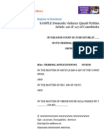 SAMPLE Domestic Violence Quash Petition U - S 482 and Article 226 & 227 of Constitution