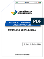 Atividade Complementar de LP - 3 Série - EM - 3º TRI - PROFESSOR