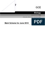 Mark Scheme For June 2010: Biology