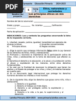 5to Grado Octubre - Examen 05 Los Principios Éticos en Mis Derechos (2024-2025)