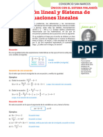 Ecuación Lineal y Sistema de Ecuaciones Lineales