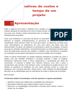 Estimativas de Custos e Tempo de Um Projeto - UNIPAR - Gestão de Projetos - 2024.53