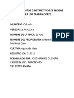 Planes e Instructivos de Higuiene para Los Trabajadores