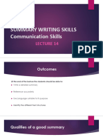 Lecture 14 Summary Writing Skills