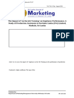 The Impact of On The Job Training' On Employee Performance: A Study of Production Assistants in Noritake Lanka (PVT) Limited, Mathale, Sri Lanka