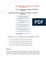 Influencia de La Tecnología de Información y Comunicación en La Vida Cotidiana de Los Adolescentes