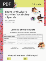 Sports and Leisure Activities Vocabulary - Spanish - 5th Grade by Slidesgo