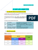 Grade 8 Notes Sur Les Adjectifs