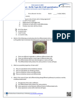 IB Style Test SL/HL Topic B2.3 Cell Specialisation