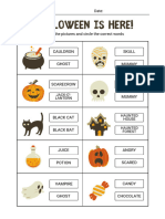 Halloween Vocabulary Worksheet in Colorful Illustrative Style N