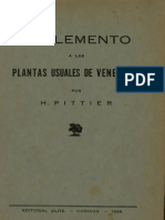 Suplemento A Las Plantas Ususales de Venezuela Henry Pittier 1939