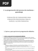 La Programación Del Proceso de Enseñanza - Aprendizaje. Formador de Formadores