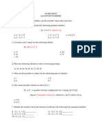 Worksheet On Quantum Numbers