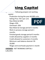 Unit III - Working Capital Sums