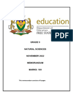 Natural Sciences Grade 9 November 22 Memorandum 1669286261