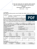 ANSWER KEY ĐỀ ĐỀ XUẤT CLQĐ - ĐB lớp 11