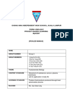 Chong Hwa Independent High School, Kuala Lumpur Form 4 Biology Project-Based Learning