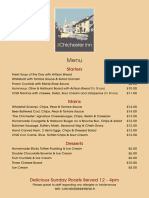 The Chichester Inn Menu A4 1021