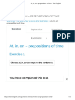 At, In, On - Prepositions of Time - Test-English