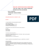 AVALIAÇÂO DIAGNOSTICA 3 UNIDADE - 9 Ano