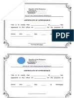 Certificate of Appearance