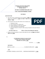 Final Updated Civil Litigation Marking Scheme For June Resit Bar Final 2024-2