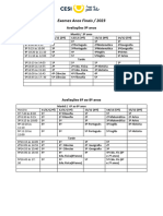 Exames Finais Horários Avaliações