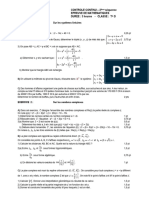 College Benedicte Controle Continu - 2 Séquence BP: 7237 Douala Epreuve de Mathematiques Tel: 33 40 42 82 Duree: 3 Heures - Classe: T D