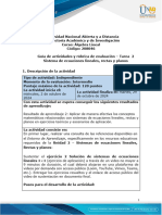 Guía de Actividades y Rúbrica de Evaluación - Unidad 2 - Tarea 2 - Sistemas de Ecuaciones Lineales Rectas y Planos