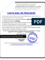 Carta Aval de Pescador