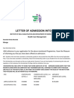 Bamshak Admission Letter