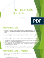 Lecture I Definition of Resaerch